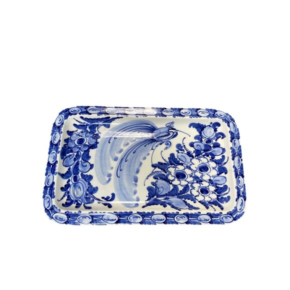 Greece Artisan Skyros Blue handpainted Trinket serve dish SKU 9500 - Picture 4 of 11